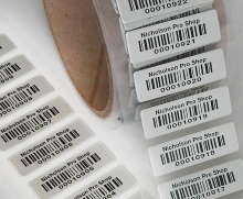 Foil bar code labels on a roll