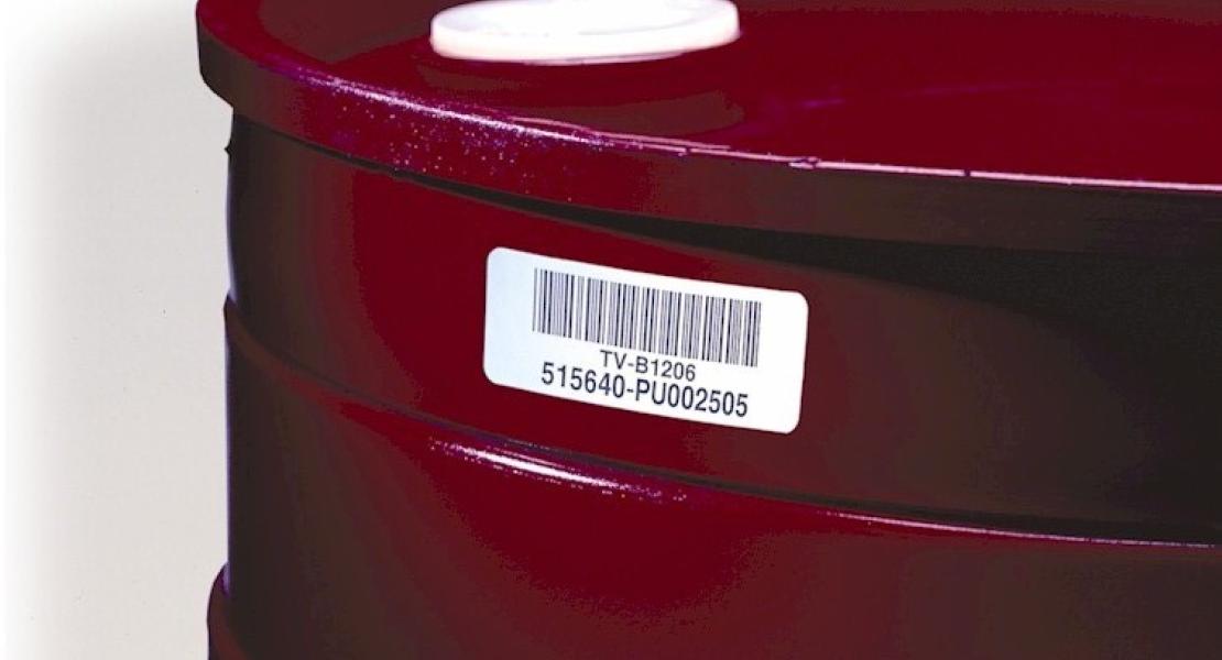 Durable asset labels on a barrel