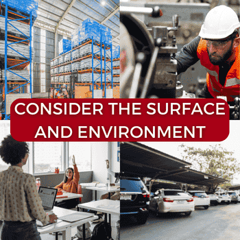 CONSIDER THE SURFACE AND ENVIRONMENT
