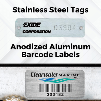 Stainless Steel Tags and Anodized Aluminum Barcode Labels